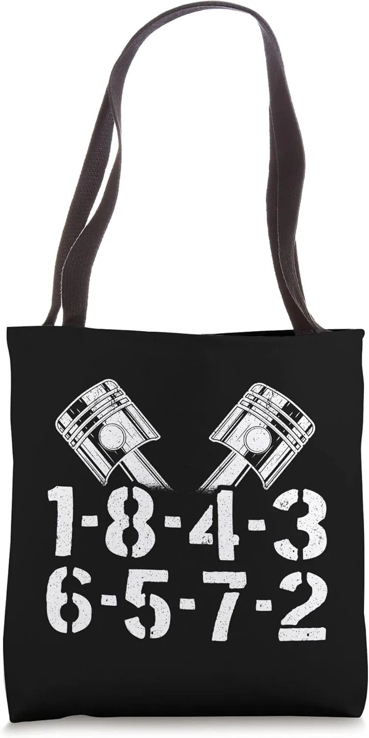 1-8-4-3-6-5-7-2 Firing Order V8 Big Block Car Guy Garage Tote Bag