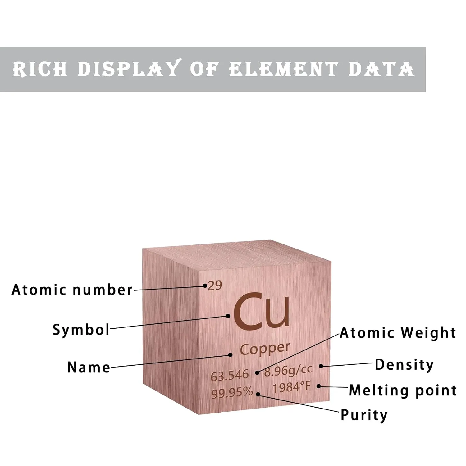 1 Inch Cuprum Cube Metal, High Density Element Cube Pure Metal, for Element Collections Lab Experiment Material,Elemental Collection Hobby,Gift for Children (Cuprum)