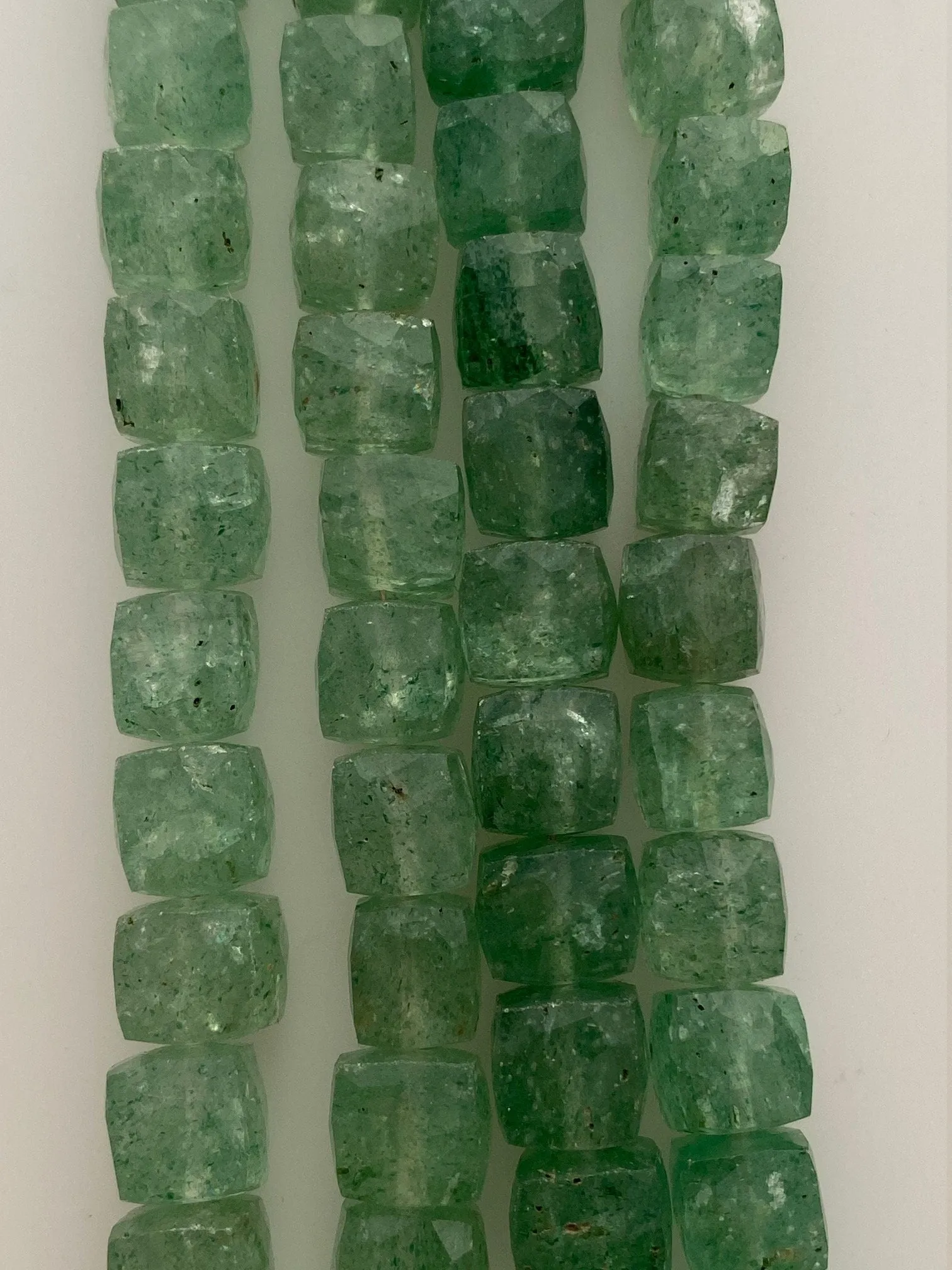 1 Strand of Natural Fluorite Cubes Faceted Beads. 100% Natural. 7mm to 8mm size, 28 Beads per strand, Good Quality #fluo1