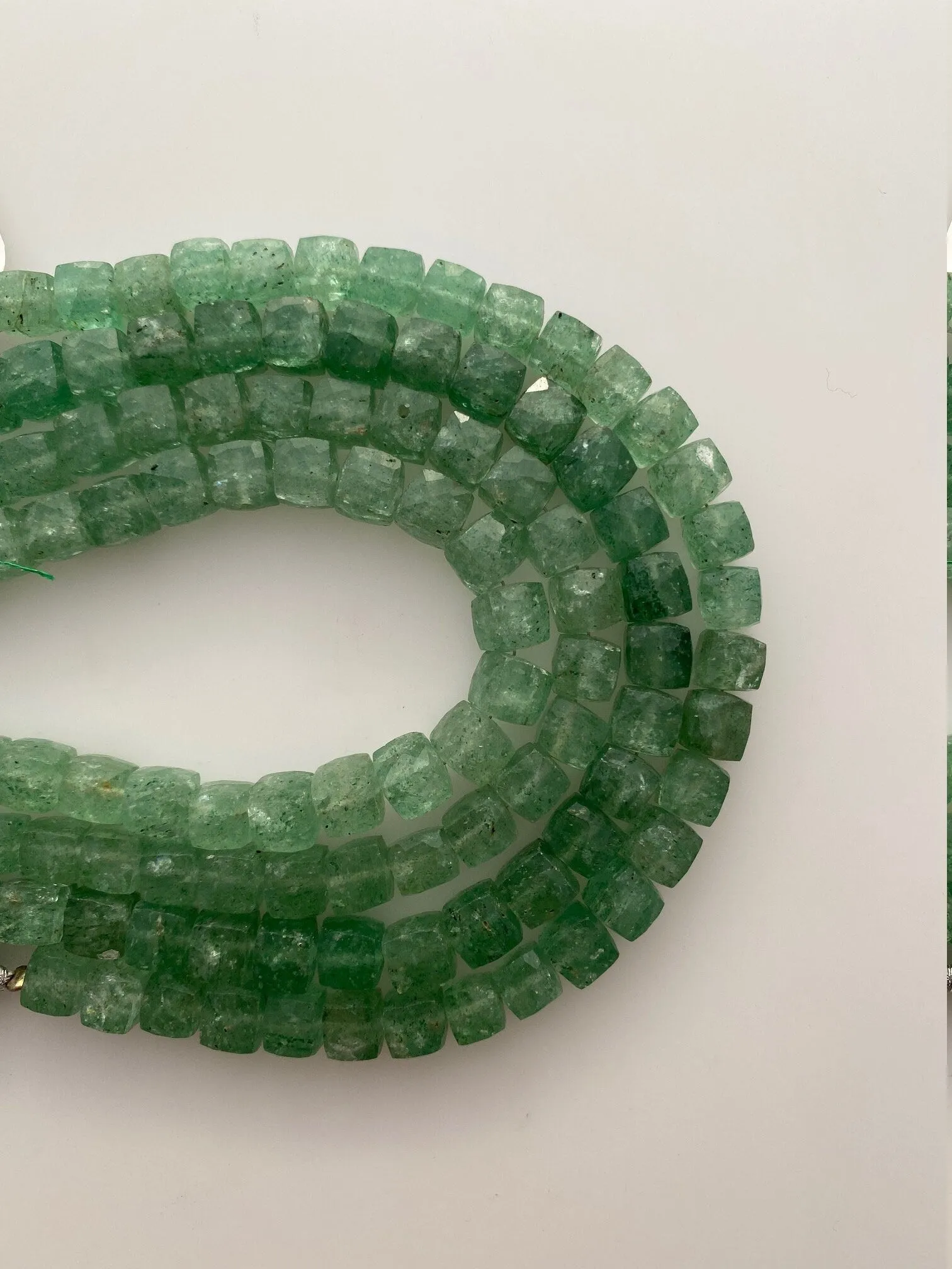 1 Strand of Natural Fluorite Cubes Faceted Beads. 100% Natural. 7mm to 8mm size, 28 Beads per strand, Good Quality #fluo1