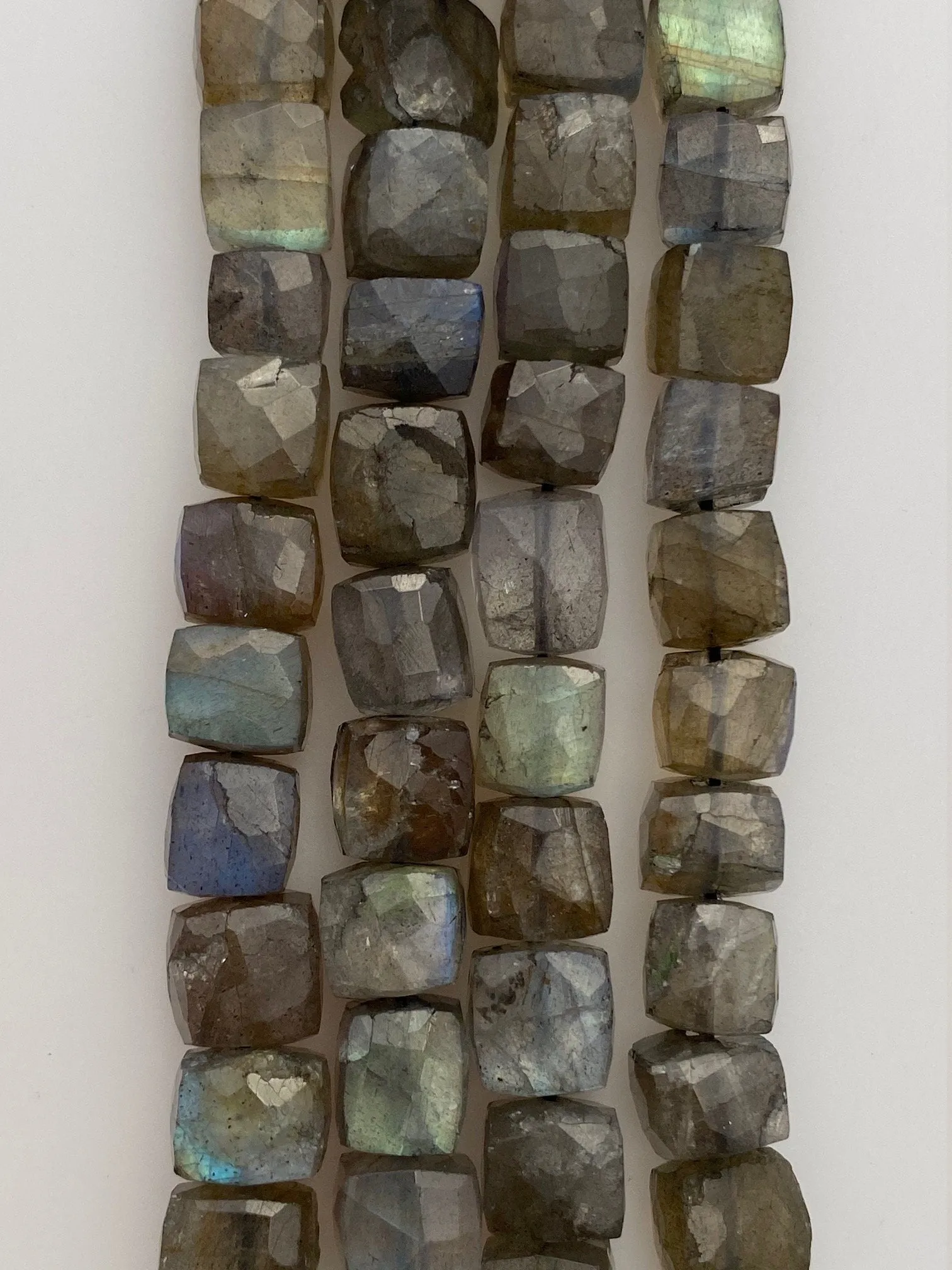 1 Strand of Natural Labradorite Faceted Cube Beads. Box Beads 100% Natural. 6mm to 7 mm size, 28 to 36 Beads per strand, Good Quality #labr5
