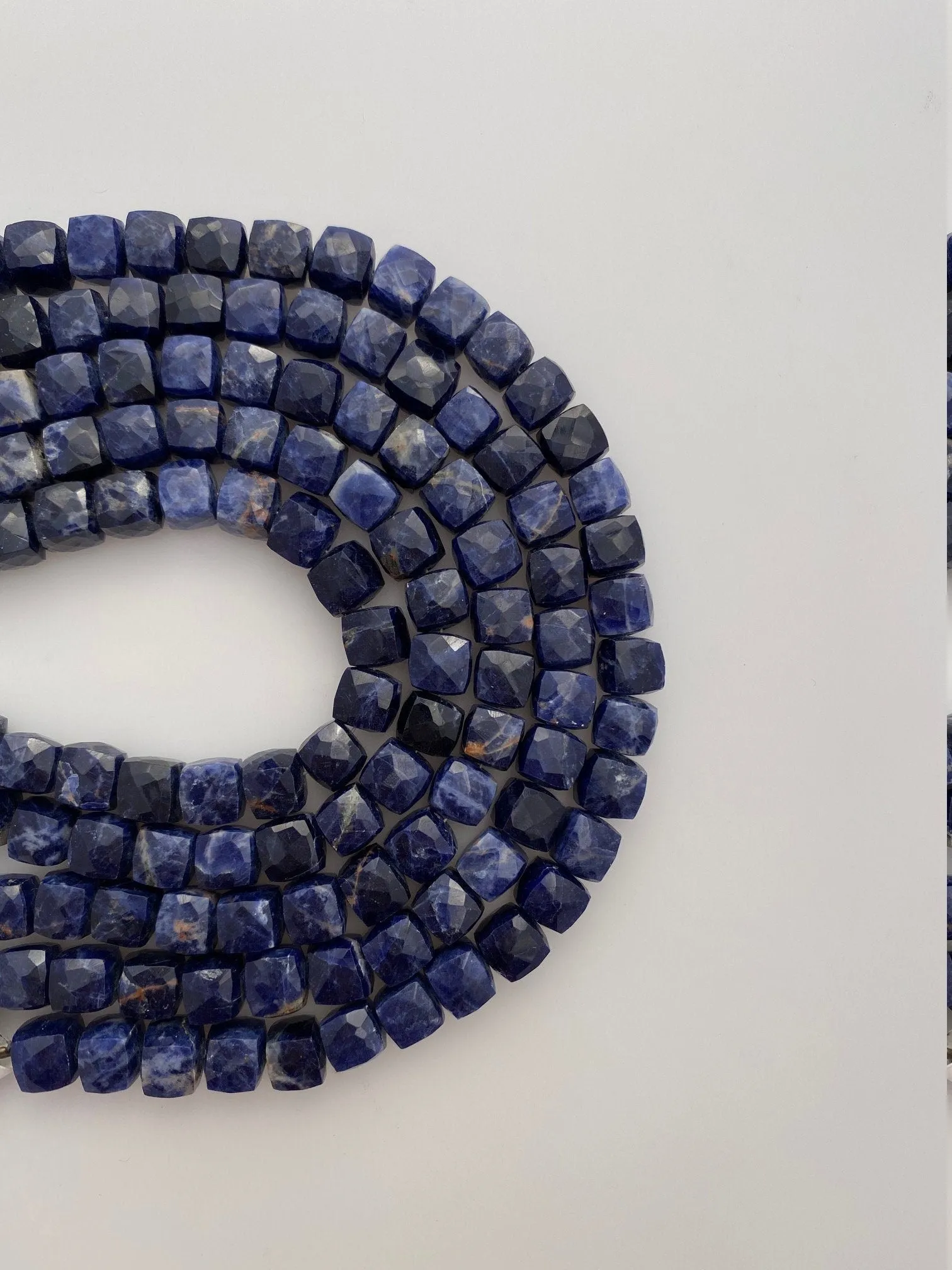 1 Strand of Natural Sodalite Faceted Cube Beads. 100% Natural, Semi Precious Gems, Size 7 -mm 29 to 30 Beads per strand, Good Quality #soda1