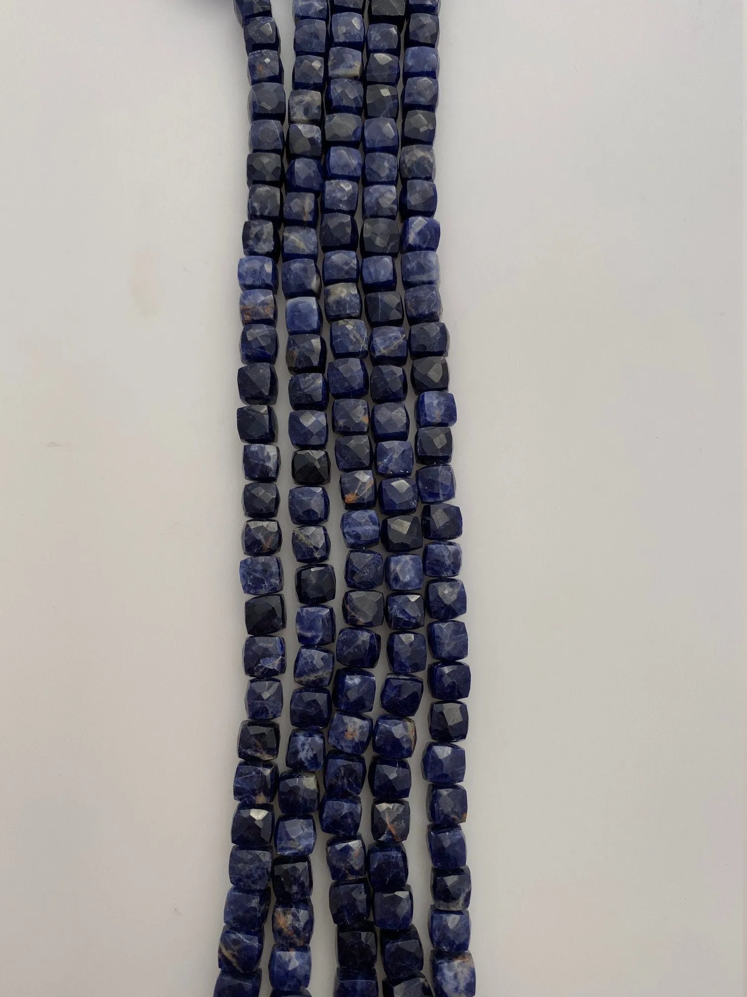 1 Strand of Natural Sodalite Faceted Cube Beads. 100% Natural, Semi Precious Gems, Size 7 -mm 29 to 30 Beads per strand, Good Quality #soda1