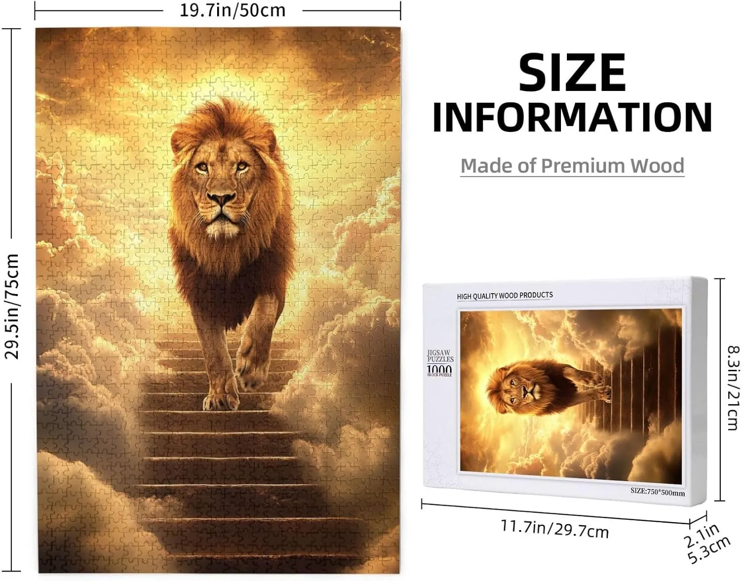 1000 Pcs Adults Jigsaw Puzzle - Lion’s Journey to The Sky, A Puzzling Above The Clouds.Wonderful Imagination,Stunning Artwork,Great for Relaxation and Display for Lion Enthusiast