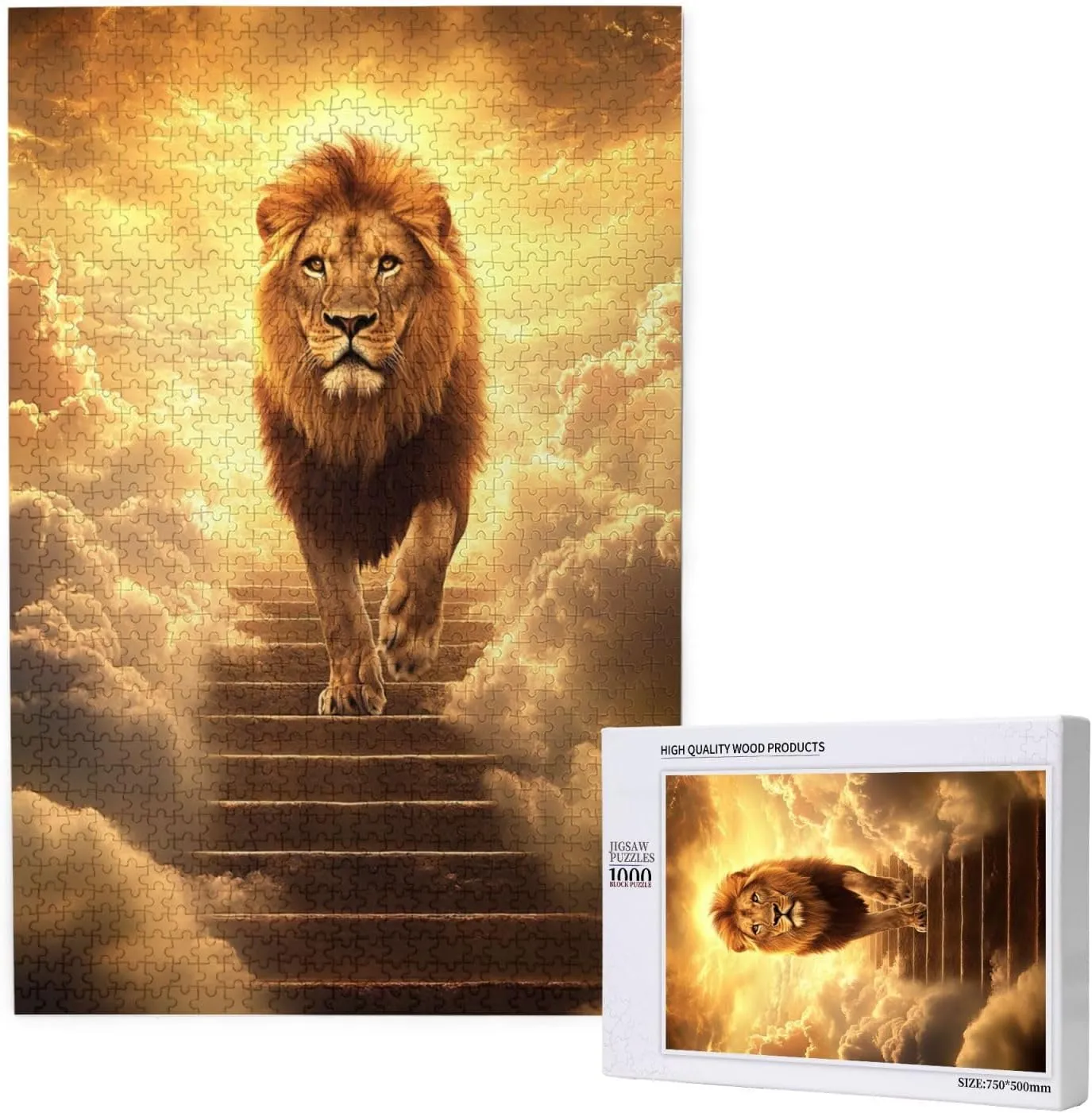 1000 Pcs Adults Jigsaw Puzzle - Lion’s Journey to The Sky, A Puzzling Above The Clouds.Wonderful Imagination,Stunning Artwork,Great for Relaxation and Display for Lion Enthusiast