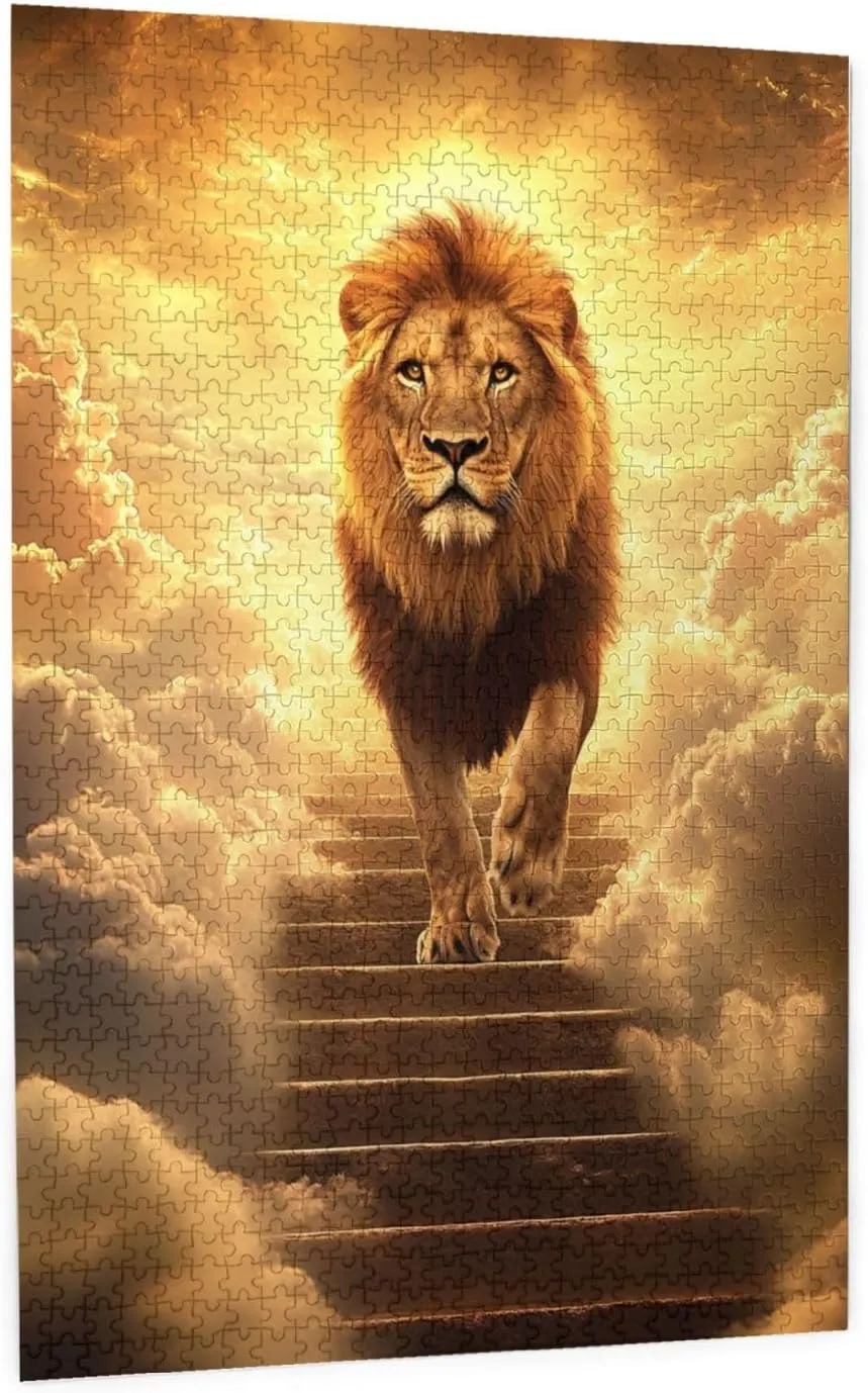 1000 Pcs Adults Jigsaw Puzzle - Lion’s Journey to The Sky, A Puzzling Above The Clouds.Wonderful Imagination,Stunning Artwork,Great for Relaxation and Display for Lion Enthusiast