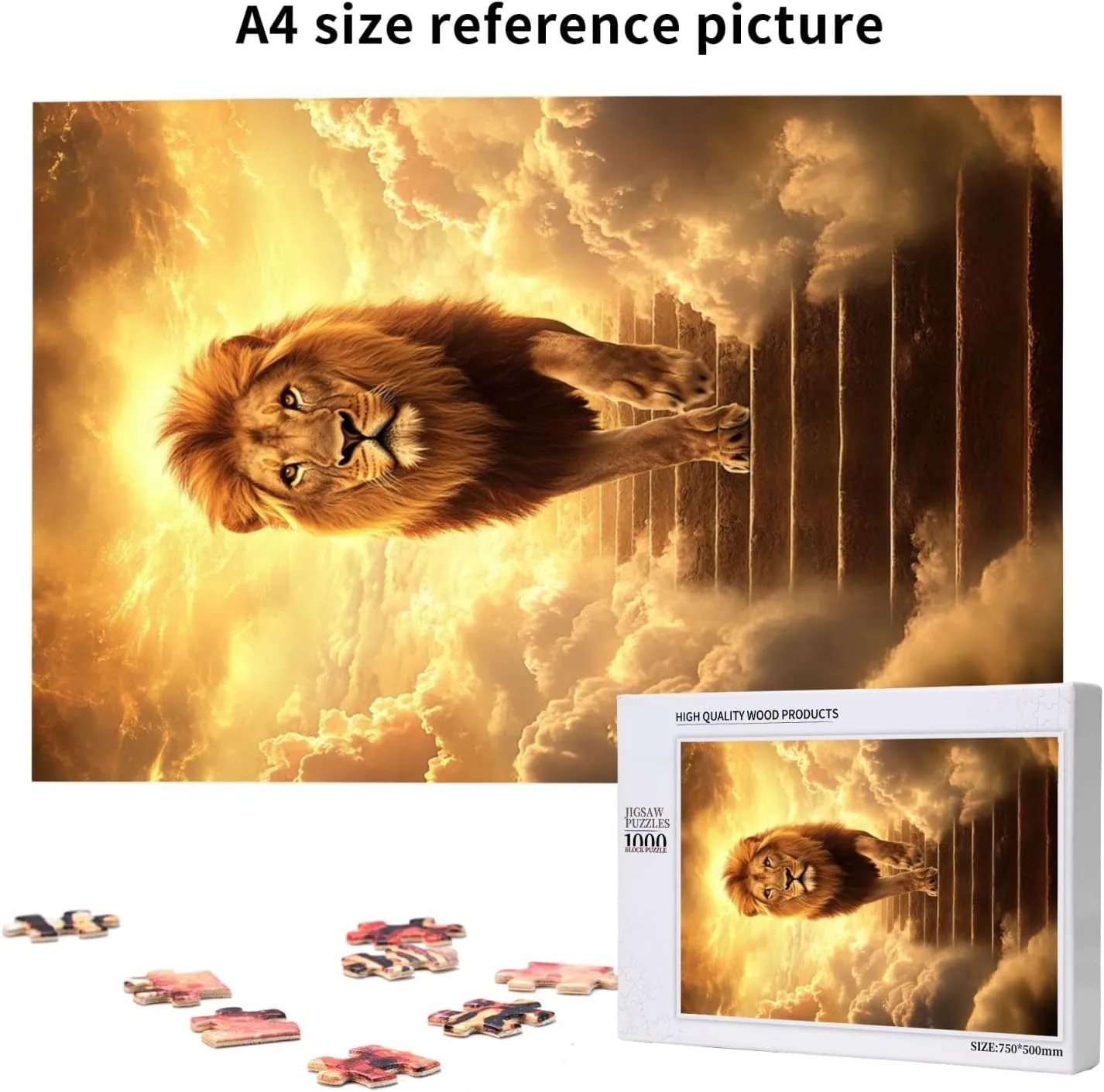 1000 Pcs Adults Jigsaw Puzzle - Lion’s Journey to The Sky, A Puzzling Above The Clouds.Wonderful Imagination,Stunning Artwork,Great for Relaxation and Display for Lion Enthusiast