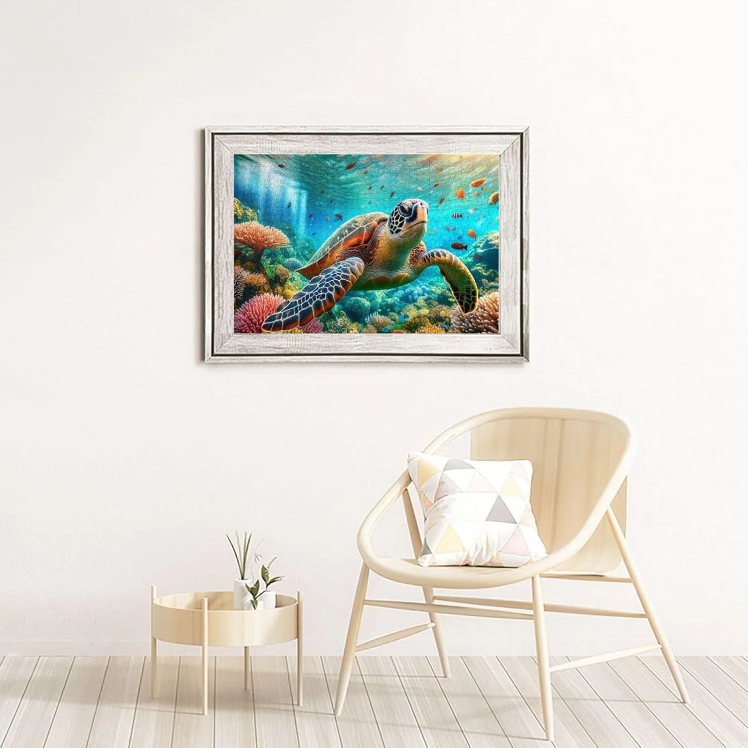 1000 Pcs Wooden Jigsaw for Adults, See Vibrant Sea Turtles Swimming Through Reefs and Colorful Fish,Creative Activity Hobbies，Stress Relief,Brainstorming，Forget The Troubles of Life