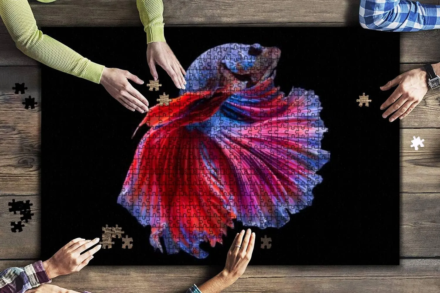1000 Piece Halfmoon Betta Fish Large Piece Jigsaw Puzzles for Adults Educational Toy for Kids Creative Games Entertainment Wooden Puzzles Home Decor