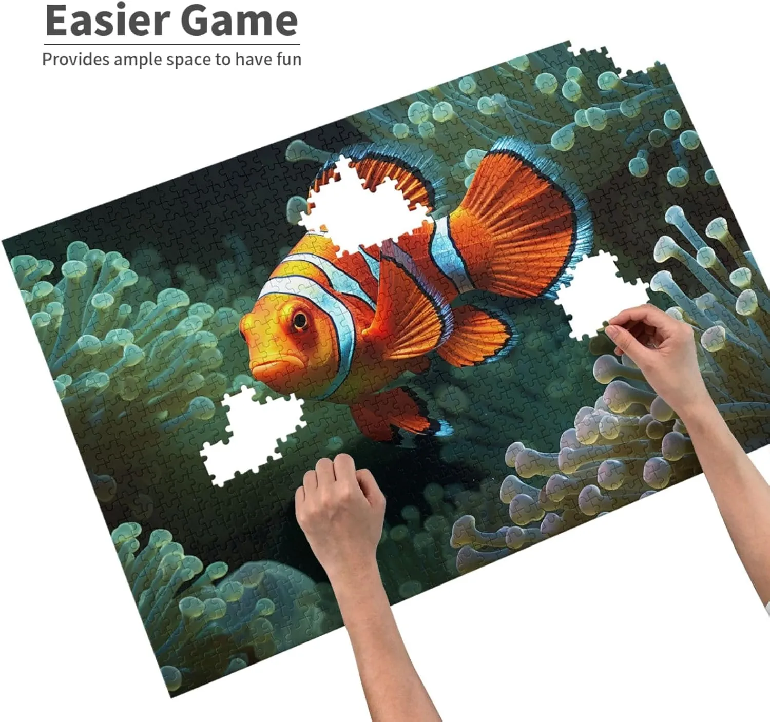1000 Piece Jigsaw Puzzle for Adults Challenging Puzzle for Game Nights Gifts Personalized Picture Puzzle Fish Background Custom Wood Puzzle for Family, Finished Size 29.5"x19.7"