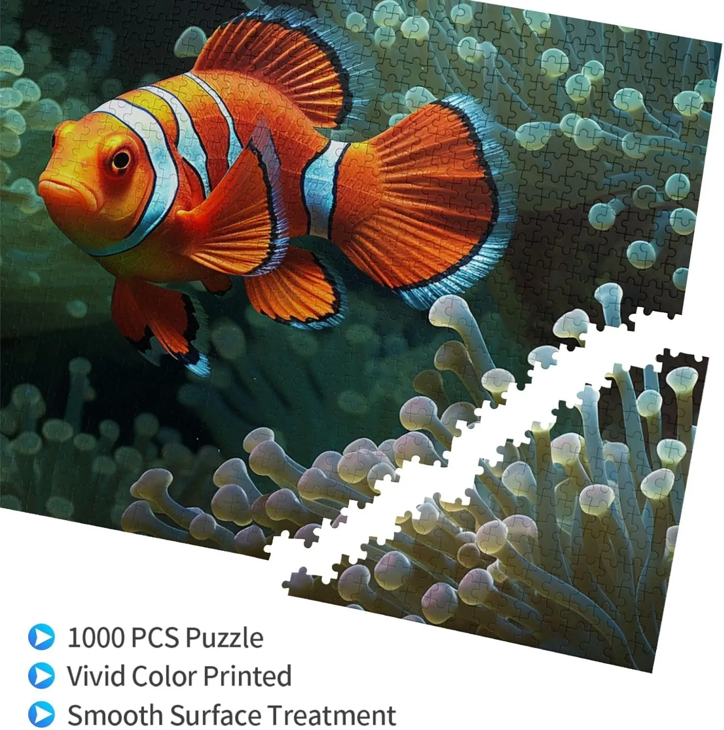 1000 Piece Jigsaw Puzzle for Adults Challenging Puzzle for Game Nights Gifts Personalized Picture Puzzle Fish Background Custom Wood Puzzle for Family, Finished Size 29.5"x19.7"