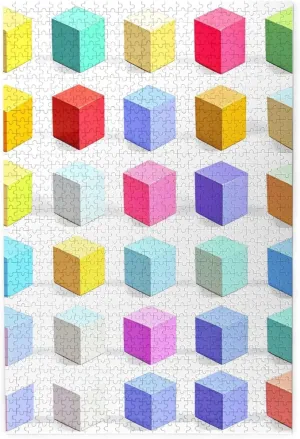 1000 Piece Jigsaw Puzzle for Adults,Colorful Cubes, Puzzles with Letters on Back, Challenging Puzzle for Game Night Home Décor, 19.7 x 29.5