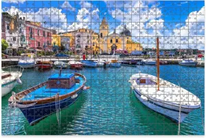 1000 Piece Jigsaw Puzzle Game, Colorful Colorful Procida Island Campania Italy Large Puzzle Artwork for Adults Teens Challenging Puzzle Game Nights Toy Gift