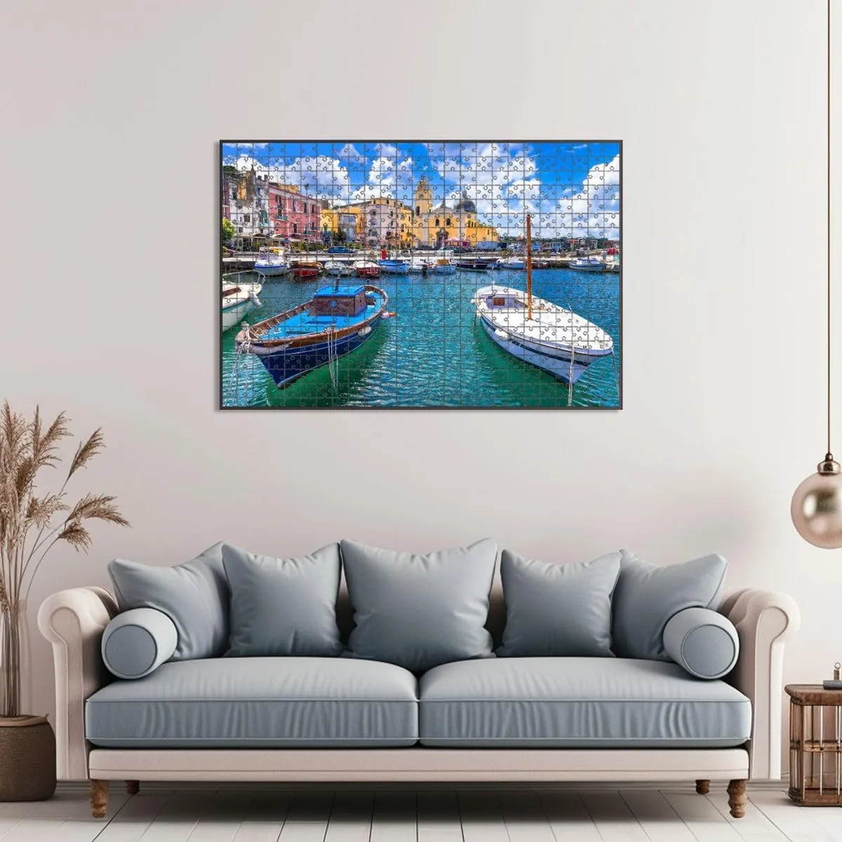 1000 Piece Jigsaw Puzzle Game, Colorful Colorful Procida Island Campania Italy Large Puzzle Artwork for Adults Teens Challenging Puzzle Game Nights Toy Gift
