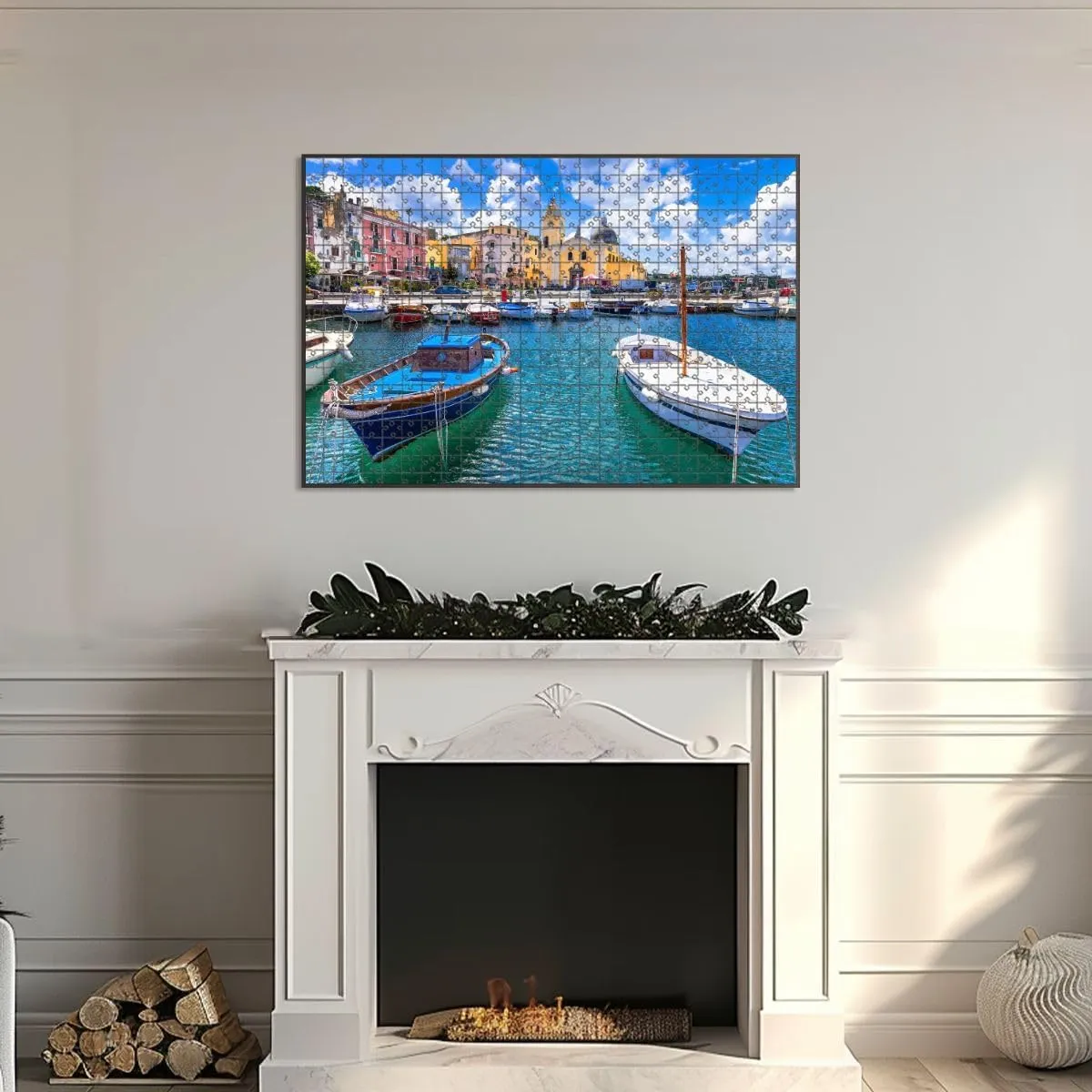 1000 Piece Jigsaw Puzzle Game, Colorful Colorful Procida Island Campania Italy Large Puzzle Artwork for Adults Teens Challenging Puzzle Game Nights Toy Gift