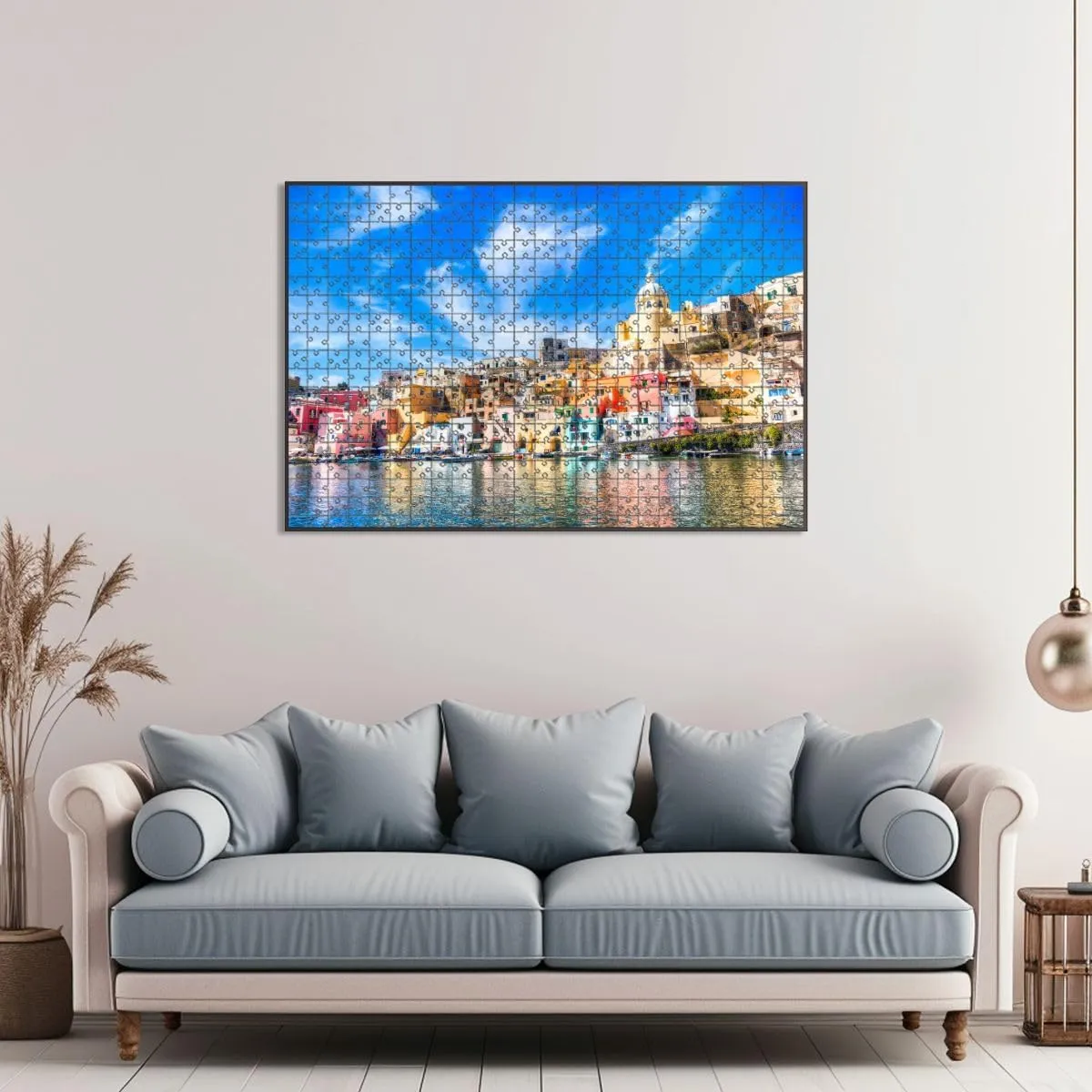 1000 Piece Jigsaw Puzzle Game, Colorful Procida Colorful Island Mediterranean Sea Coast Naples Italy Large Puzzle Artwork for Adults Teens Challenging Puzzle Game Nights Toy Gift