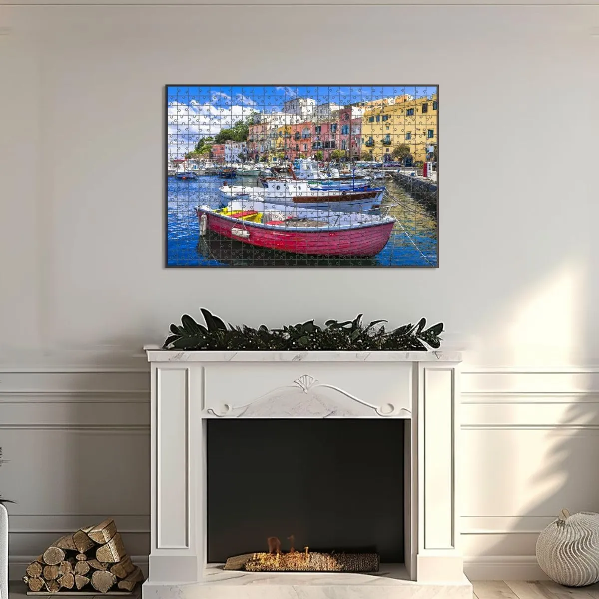 1000 Piece Jigsaw Puzzle Game, Colorful Vivid Beautiful Procida Island Italy Large Puzzle Artwork for Adults Teens Challenging Puzzle Game Nights Toy Gift