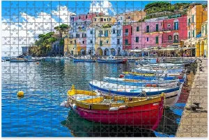 1000 Piece Jigsaw Puzzle Game, Colorful Vivid Beautiful Procida Island Italy Large Puzzle Artwork for Adults Teens Challenging Puzzle Game Nights Toy Gift
