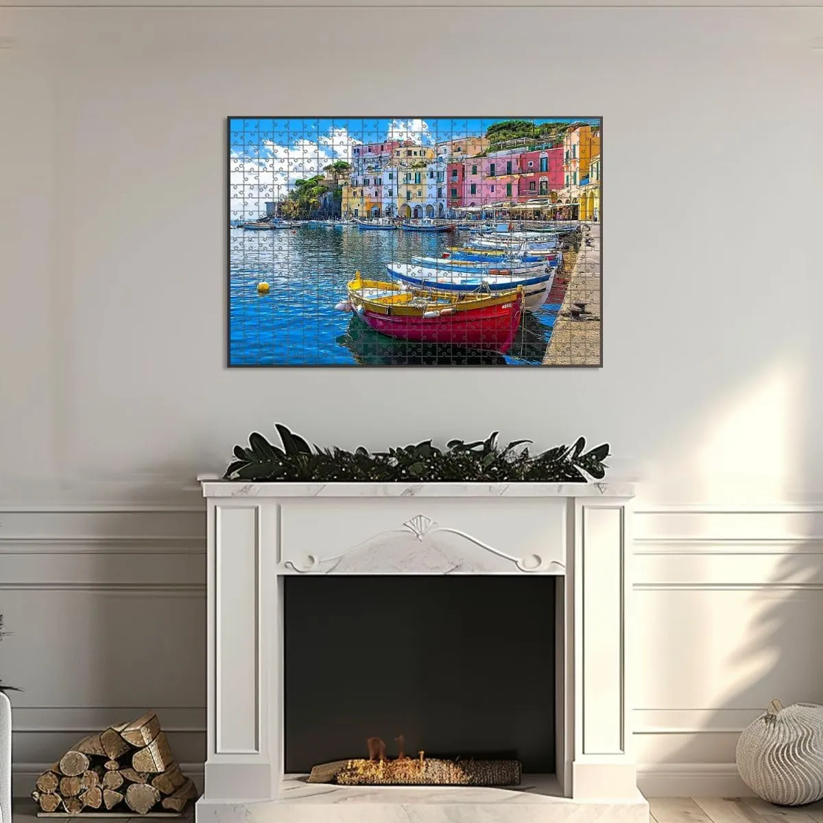 1000 Piece Jigsaw Puzzle Game, Colorful Vivid Beautiful Procida Island Italy Large Puzzle Artwork for Adults Teens Challenging Puzzle Game Nights Toy Gift