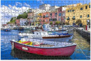 1000 Piece Jigsaw Puzzle Game, Colorful Vivid Beautiful Procida Island Italy Large Puzzle Artwork for Adults Teens Challenging Puzzle Game Nights Toy Gift