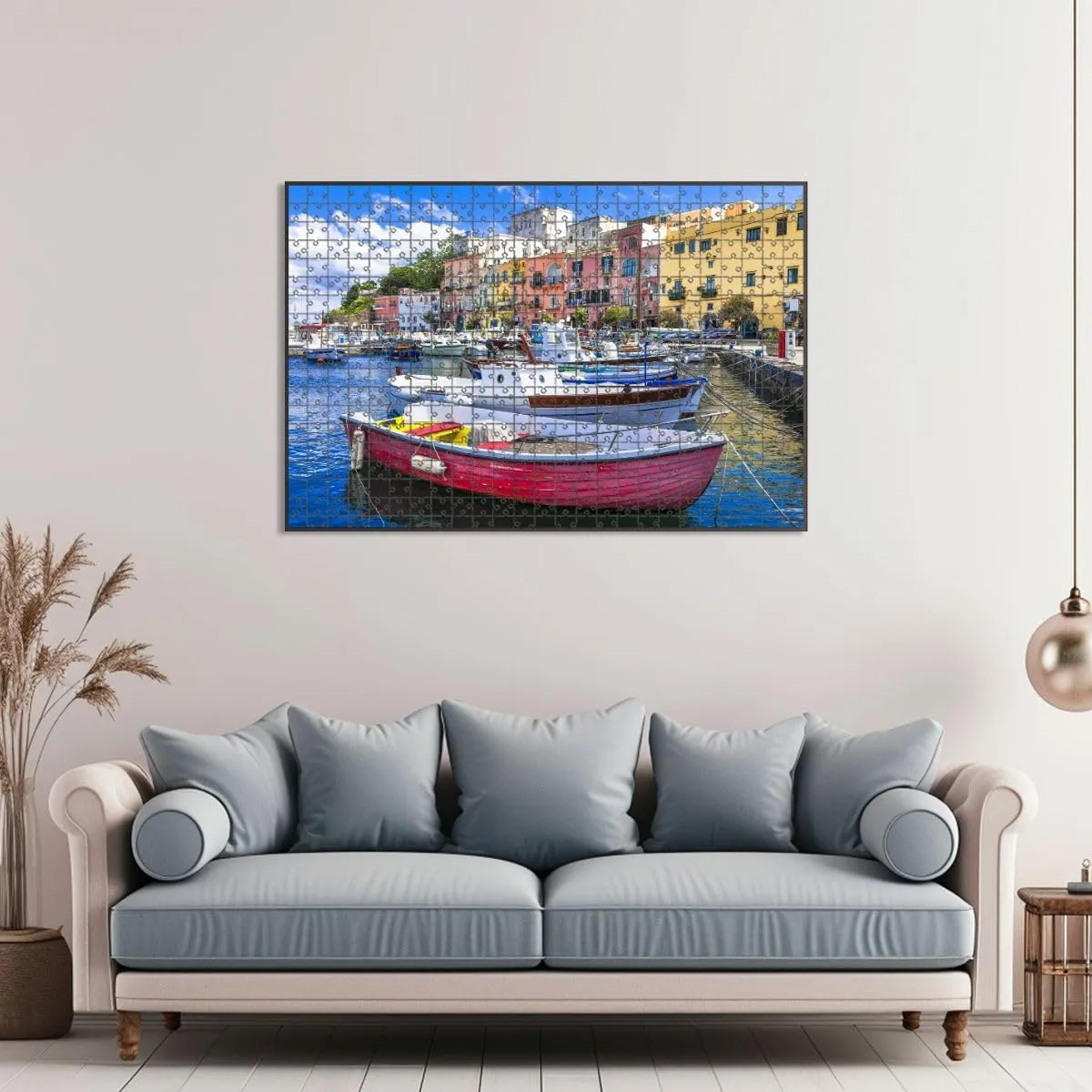1000 Piece Jigsaw Puzzle Game, Colorful Vivid Beautiful Procida Island Italy Large Puzzle Artwork for Adults Teens Challenging Puzzle Game Nights Toy Gift