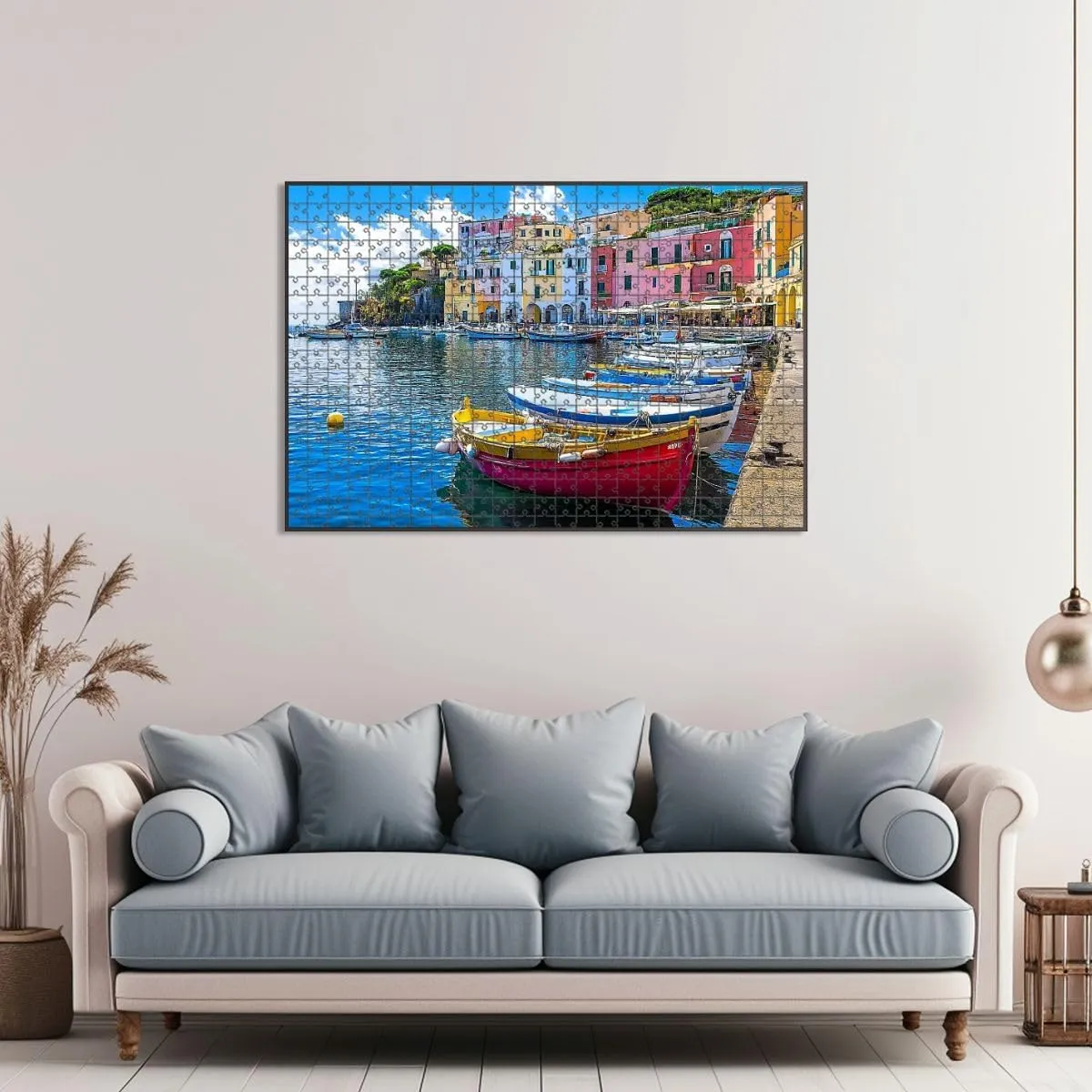 1000 Piece Jigsaw Puzzle Game, Colorful Vivid Beautiful Procida Island Italy Large Puzzle Artwork for Adults Teens Challenging Puzzle Game Nights Toy Gift