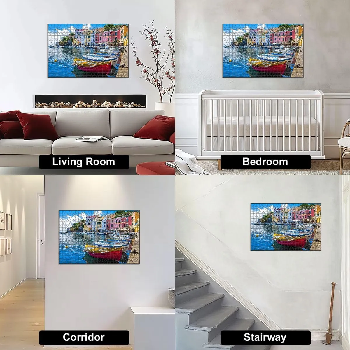 1000 Piece Jigsaw Puzzle Game, Colorful Vivid Beautiful Procida Island Italy Large Puzzle Artwork for Adults Teens Challenging Puzzle Game Nights Toy Gift