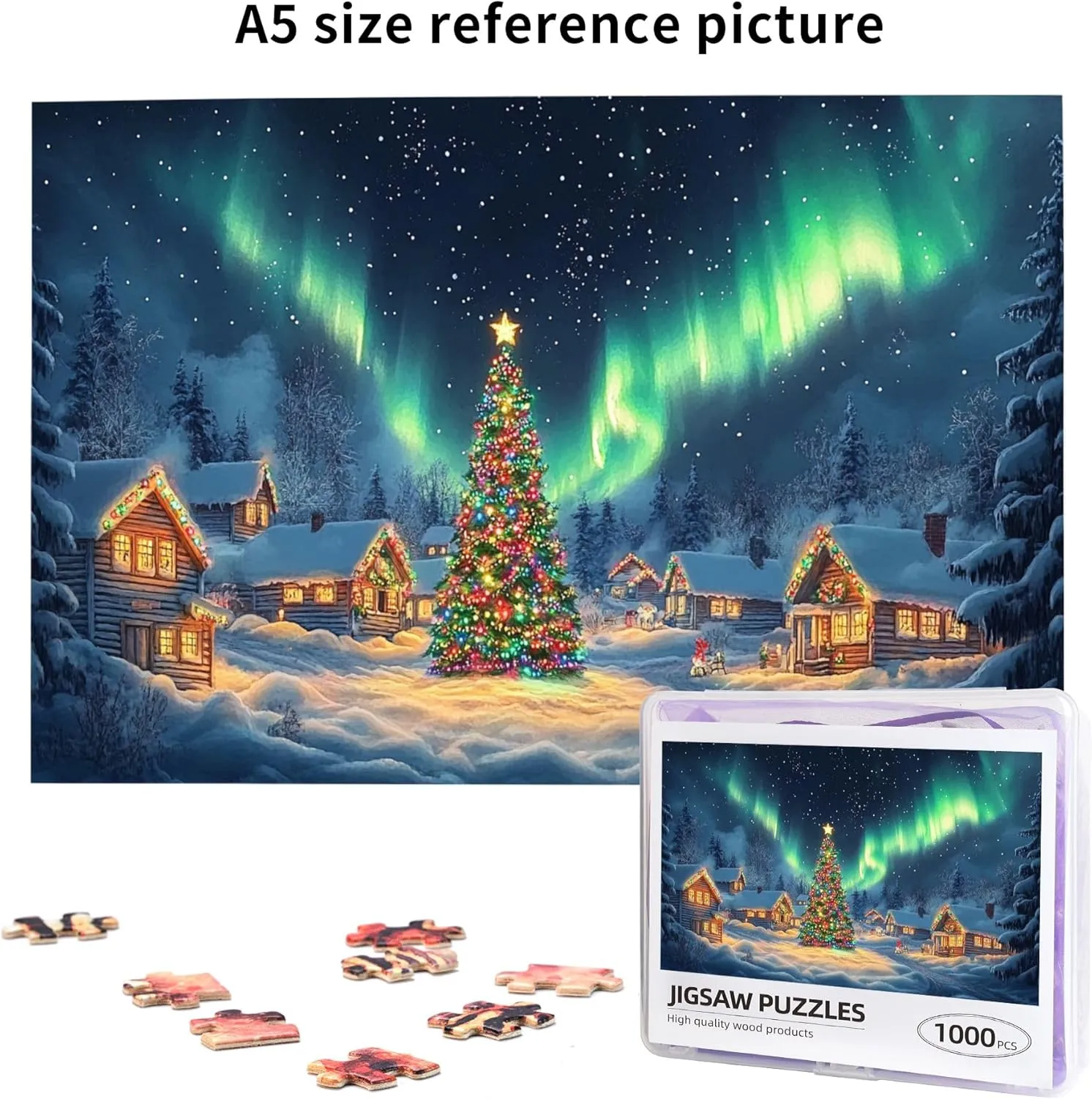 1000 Piece Jigsaw Puzzles Polar Christmas Snow Scenery,Creative Activity Hobbies for Adults,Collectible Puzzle Featuring Christmas,Classic Wooden Puzzle for Adults