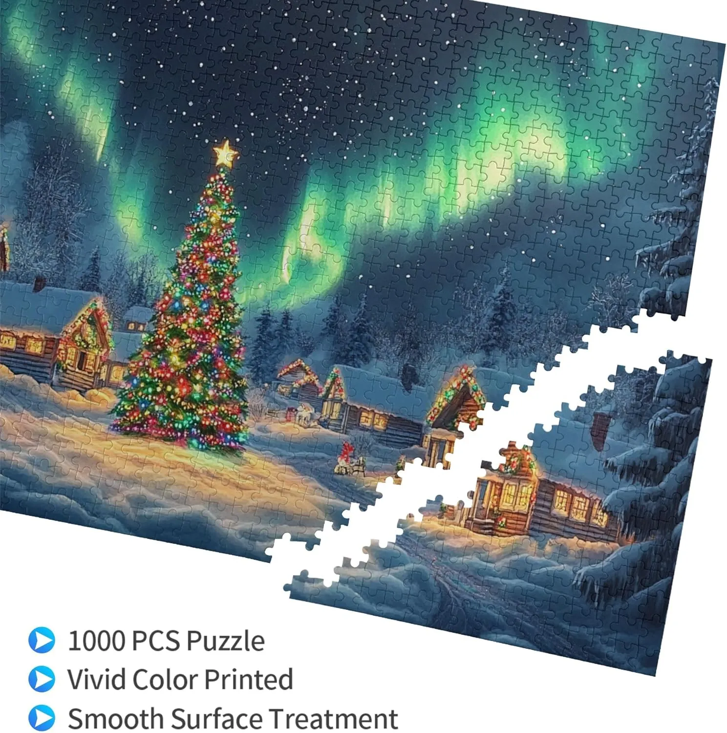 1000 Piece Jigsaw Puzzles Polar Christmas Snow Scenery,Creative Activity Hobbies for Adults,Collectible Puzzle Featuring Christmas,Classic Wooden Puzzle for Adults