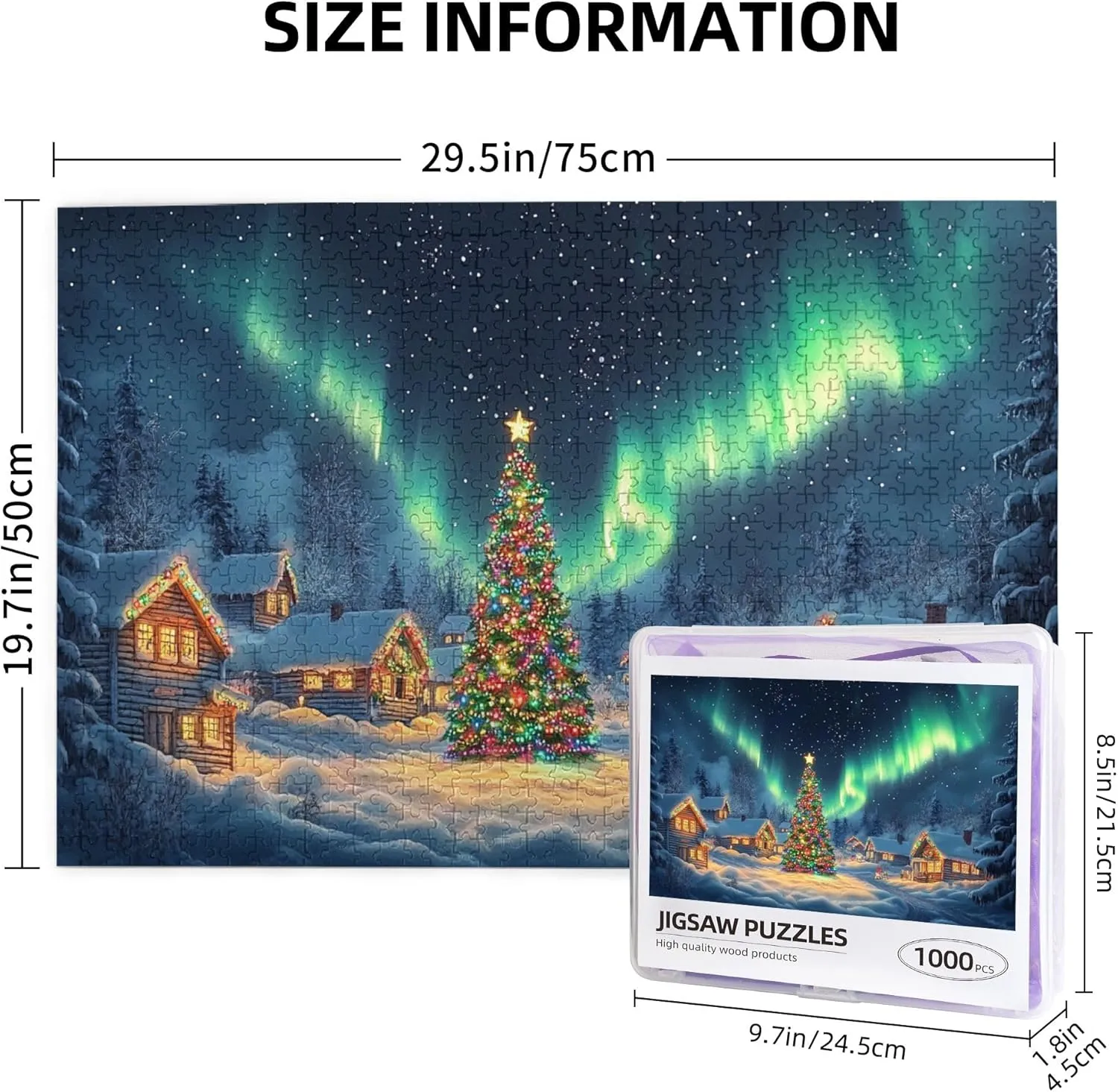 1000 Piece Jigsaw Puzzles Polar Christmas Snow Scenery,Creative Activity Hobbies for Adults,Collectible Puzzle Featuring Christmas,Classic Wooden Puzzle for Adults
