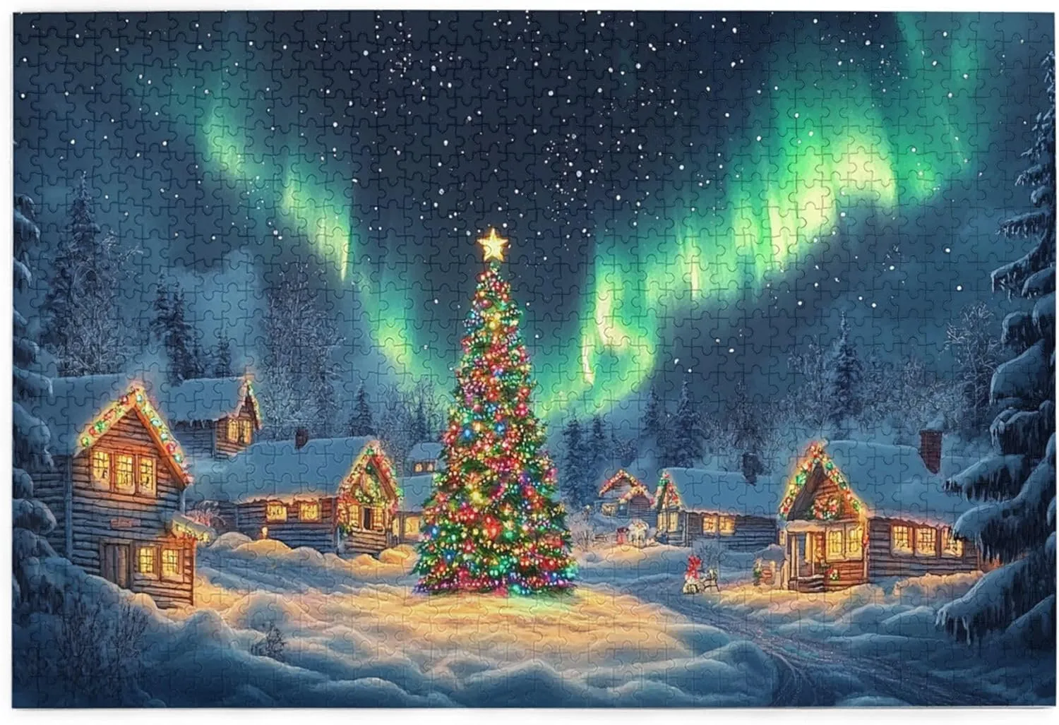 1000 Piece Jigsaw Puzzles Polar Christmas Snow Scenery,Creative Activity Hobbies for Adults,Collectible Puzzle Featuring Christmas,Classic Wooden Puzzle for Adults