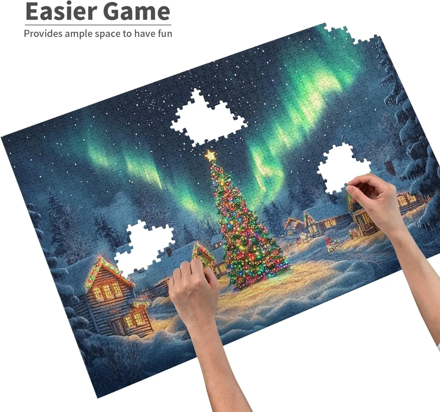 1000 Piece Jigsaw Puzzles Polar Christmas Snow Scenery,Creative Activity Hobbies for Adults,Collectible Puzzle Featuring Christmas,Classic Wooden Puzzle for Adults