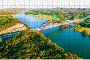 1000 Piece Pennybacker 360 Bridge Colorado River Austin Texas Aerial Panorama Large Piece Jigsaw Puzzles for Adults Educational Toy for Kids Creative Games Entertainment Wooden Puzzles Home Decor