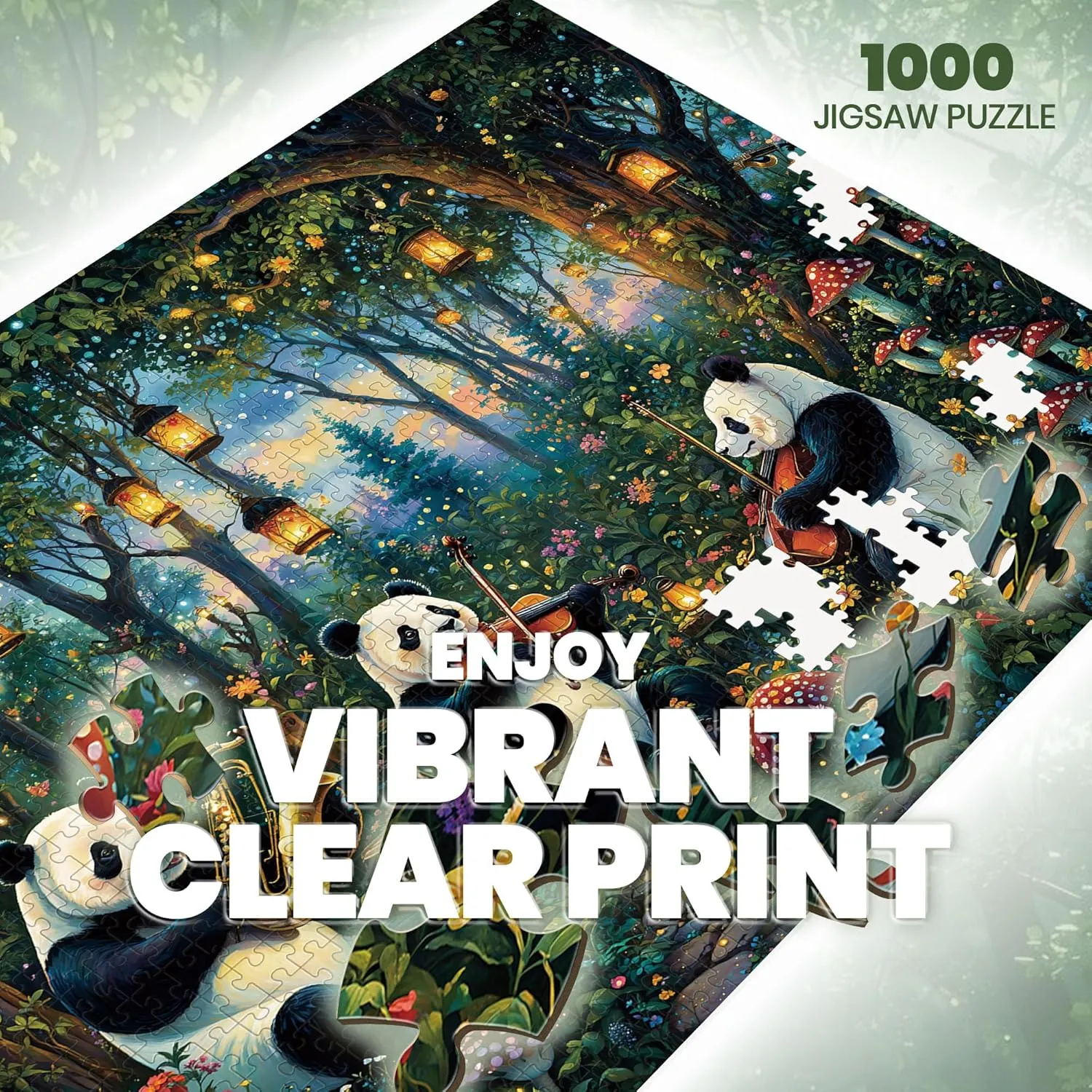 1000 Piece Puzzles for Adults,Animal Jigsaw Puzzle,Panda and Forest Jigsaw Puzzles 1000 Pieces,Creative Games and Gifts Home Decor Mushroom Concert Toy for Adults Elders (27.5"x19.6"), 1:1 Poster