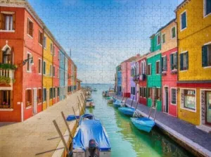 1000 Pieces Jigsaw Puzzle Burano Island The Colorful Traditional Fishing Village Near Venice Puzzles for Adults Thick Sturdy Challenging Party Games for Teens Kids Puzzle Preschool Toys Gift