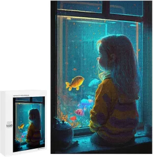 1000 Pieces Jigsaw Puzzle for Adults - Aquarium Girl Blue Dreamland Puzzles for Family Games, Puzzle for Gifts, Funny Puzzle for Education