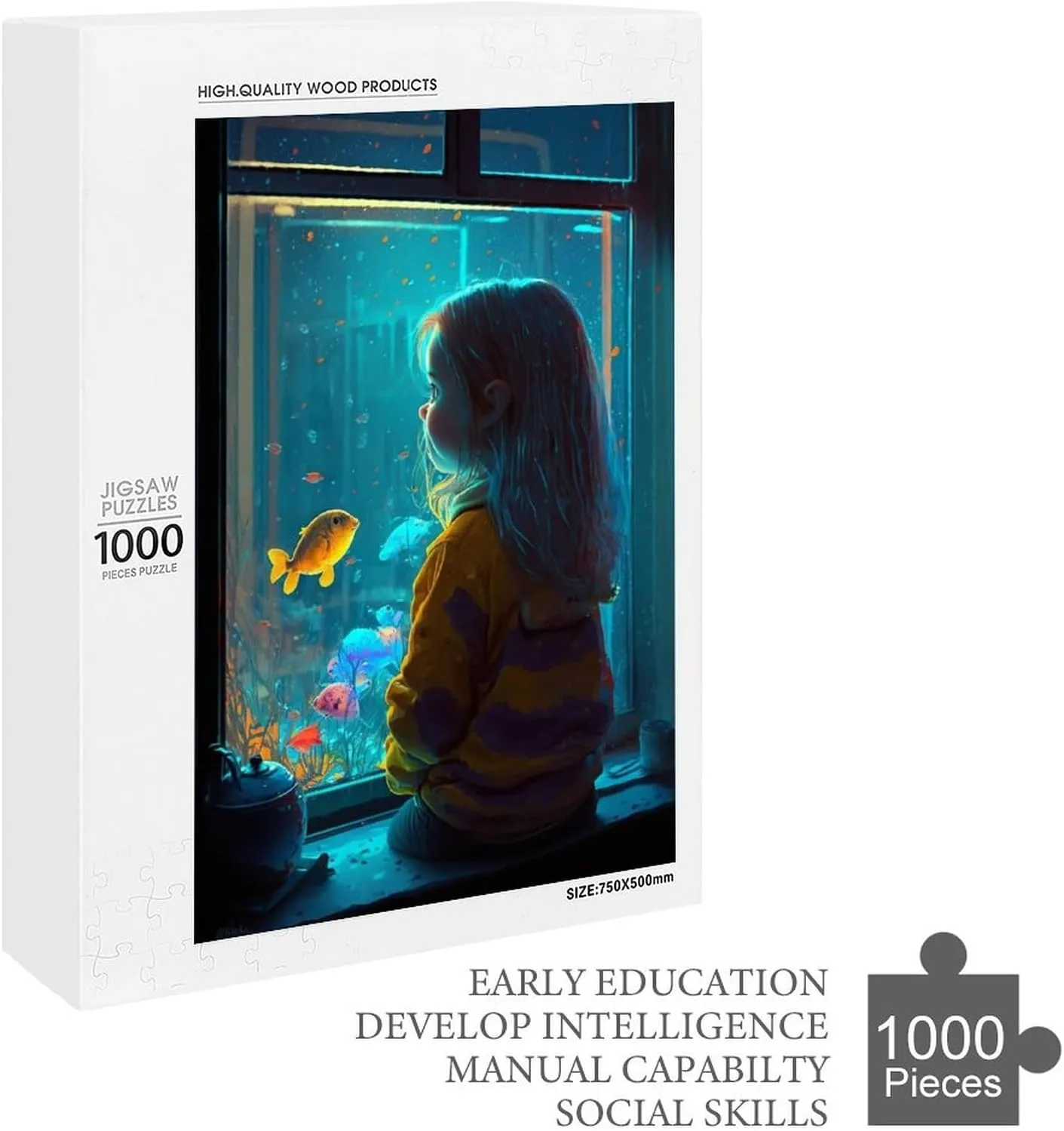 1000 Pieces Jigsaw Puzzle for Adults - Aquarium Girl Blue Dreamland Puzzles for Family Games, Puzzle for Gifts, Funny Puzzle for Education