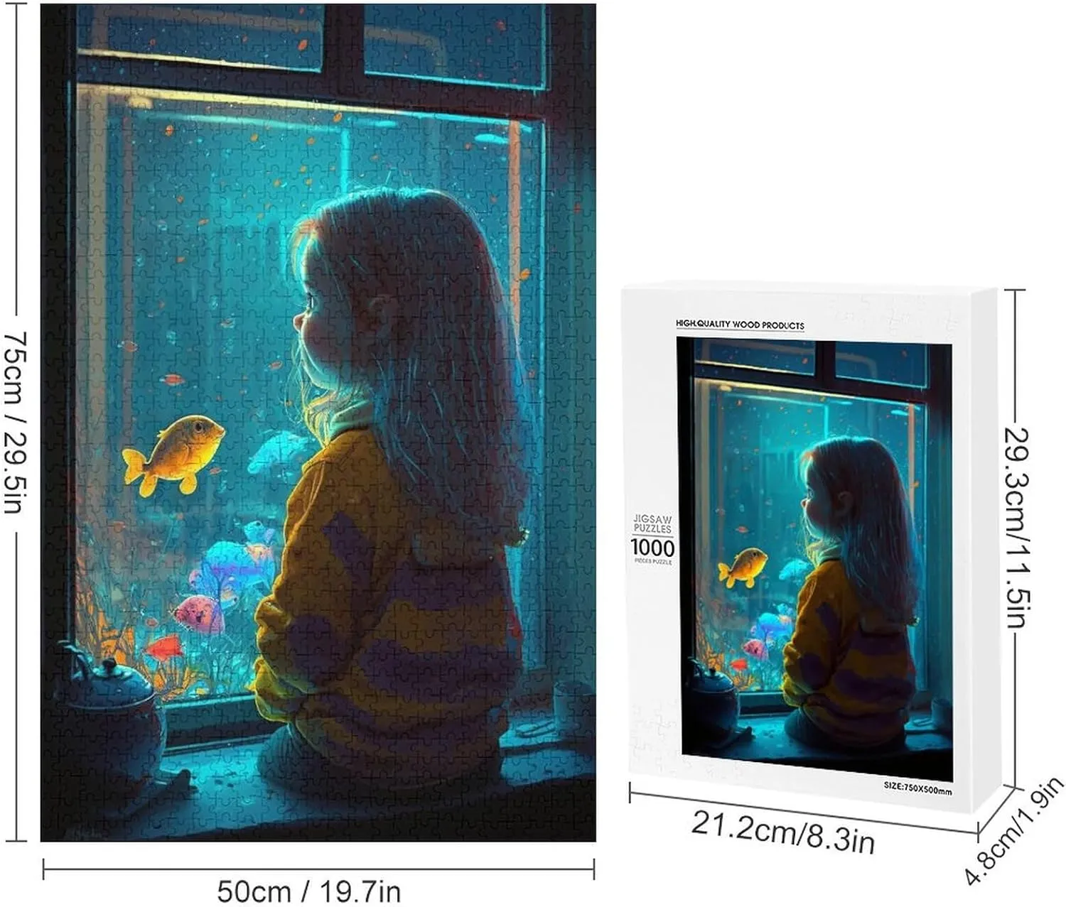 1000 Pieces Jigsaw Puzzle for Adults - Aquarium Girl Blue Dreamland Puzzles for Family Games, Puzzle for Gifts, Funny Puzzle for Education