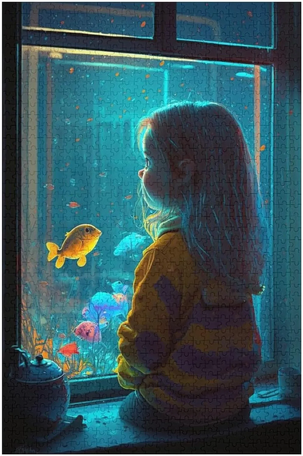 1000 Pieces Jigsaw Puzzle for Adults - Aquarium Girl Blue Dreamland Puzzles for Family Games, Puzzle for Gifts, Funny Puzzle for Education