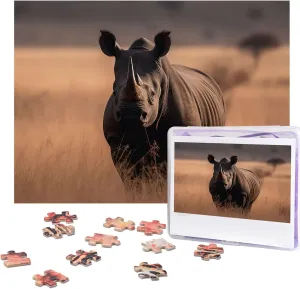1000 Pieces Jigsaw Puzzles for Adults Big Rhino in The Wilderness Picture Puzzle Custom Puzzles from Photos Holiday Unique Gifts for Wall Art,Challenge Puzzles,Educational Games,Family Puzzles Gifts
