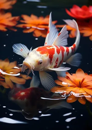 1000 Pieces Puzzles for Adults - Japanese Koi Fish Jigsaw Puzzle, Challenging and Daring to Try, Family Entertainment Interactive Fun Gift