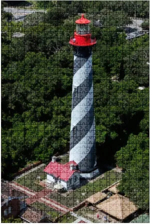 1000 Pieces Wooden Jigsaw Puzzle Aerial View of The Lighthouse St Augustine Florida Fun and Challenging Board Puzzles for Adult Kids Large DIY Educational Game Toys Gift Home Decor