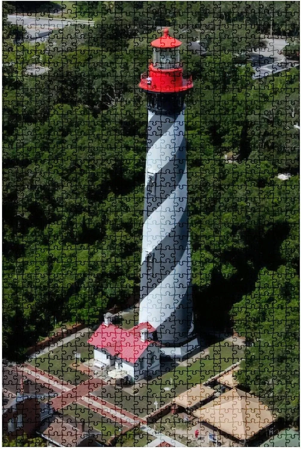 1000 Pieces Wooden Jigsaw Puzzle Aerial View of The Lighthouse St Augustine Florida Fun and Challenging Board Puzzles for Adult Kids Large DIY Educational Game Toys Gift Home Decor