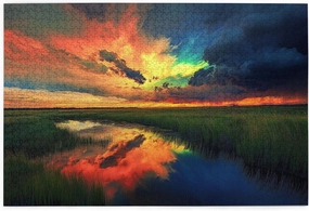 1000 Pcs Jigsaw Puzzle for Adults Sunset Prairie Rivers,Ideal for Relaxation and Family Fun,Pieces Fit Together Perfectly,Vibrant Colors,Enchanting Scenery Wooden Jigsaw As Home Decor