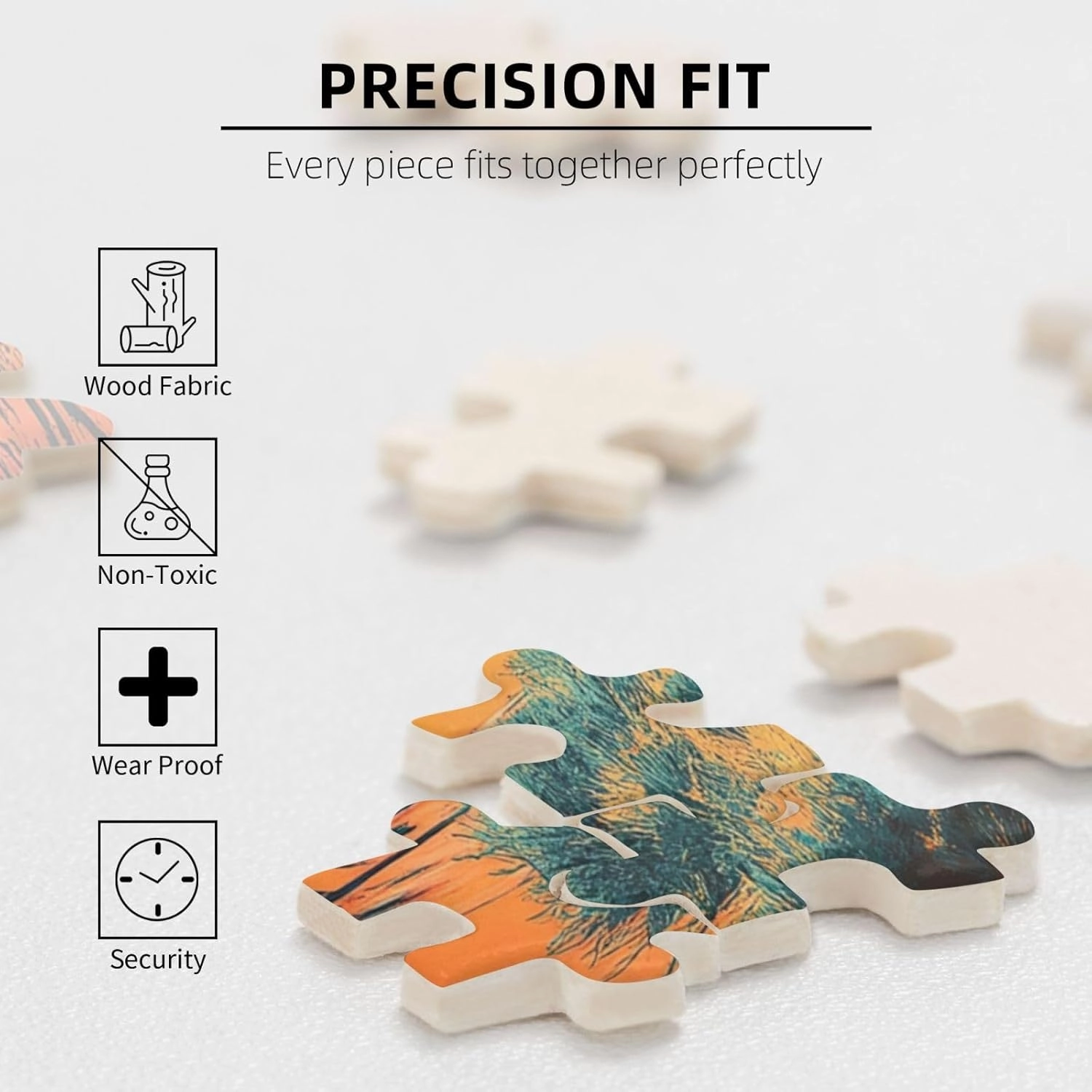 1000 Pcs Wooden Jigsaw Puzzle for Adults,Vintage-Style Desert Landscape with Towering Saguaros,Stress Relief Activity,Retro Southwest Artwork,Brain Training Challenge,Eco-Friendly Piece