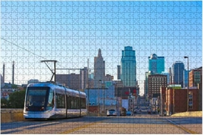 1000 Piece Downtown Kansas City Skyline Streetcar Large Piece Jigsaw Puzzles for Adults Educational Toy for Kids Creative Games Entertainment Wooden Puzzles Home Decor