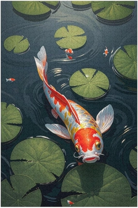 1000 Piece Jigsaw Puzzle for Adults - Lotus Koi Fish Puzzles Game，Educational Toys，Wooden Puzzle Family Decorations, Unique Birthday Present Suitable for Teenagers and Adults