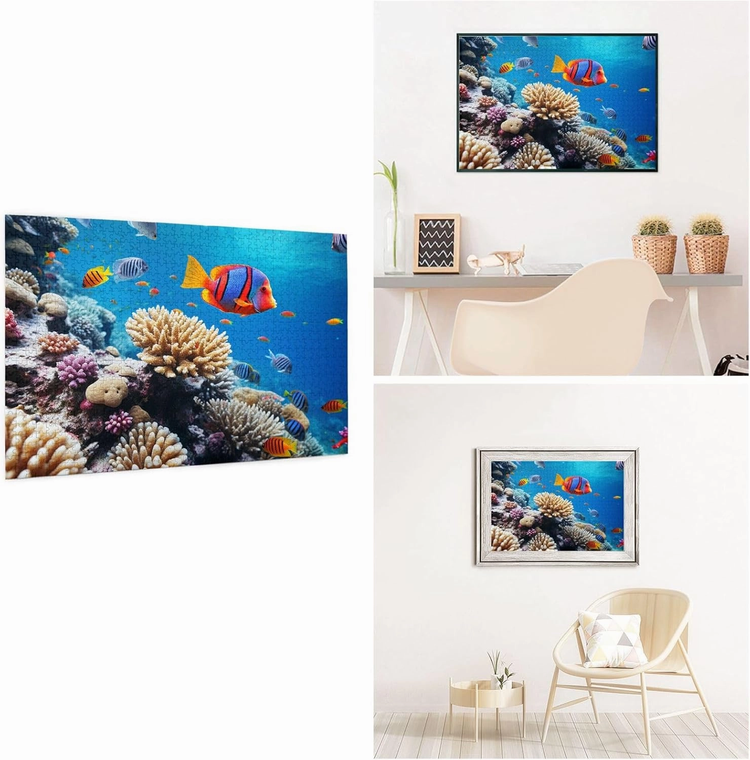 1000 Piece Jigsaw Puzzle for Adults Challenging Puzzle for Game Nights Gifts Personalized Picture Puzzle Ocean Tropical Fish Coral Custom Wood Puzzle for Family, Finished Size 29.5"x19.7"