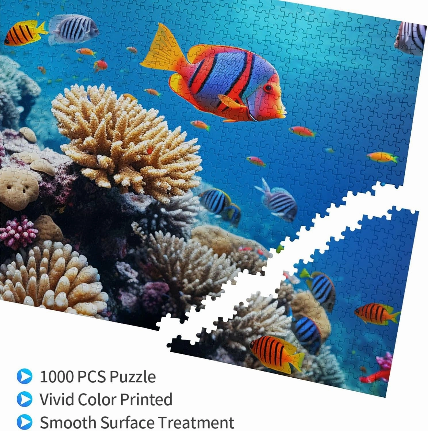 1000 Piece Jigsaw Puzzle for Adults Challenging Puzzle for Game Nights Gifts Personalized Picture Puzzle Ocean Tropical Fish Coral Custom Wood Puzzle for Family, Finished Size 29.5"x19.7"