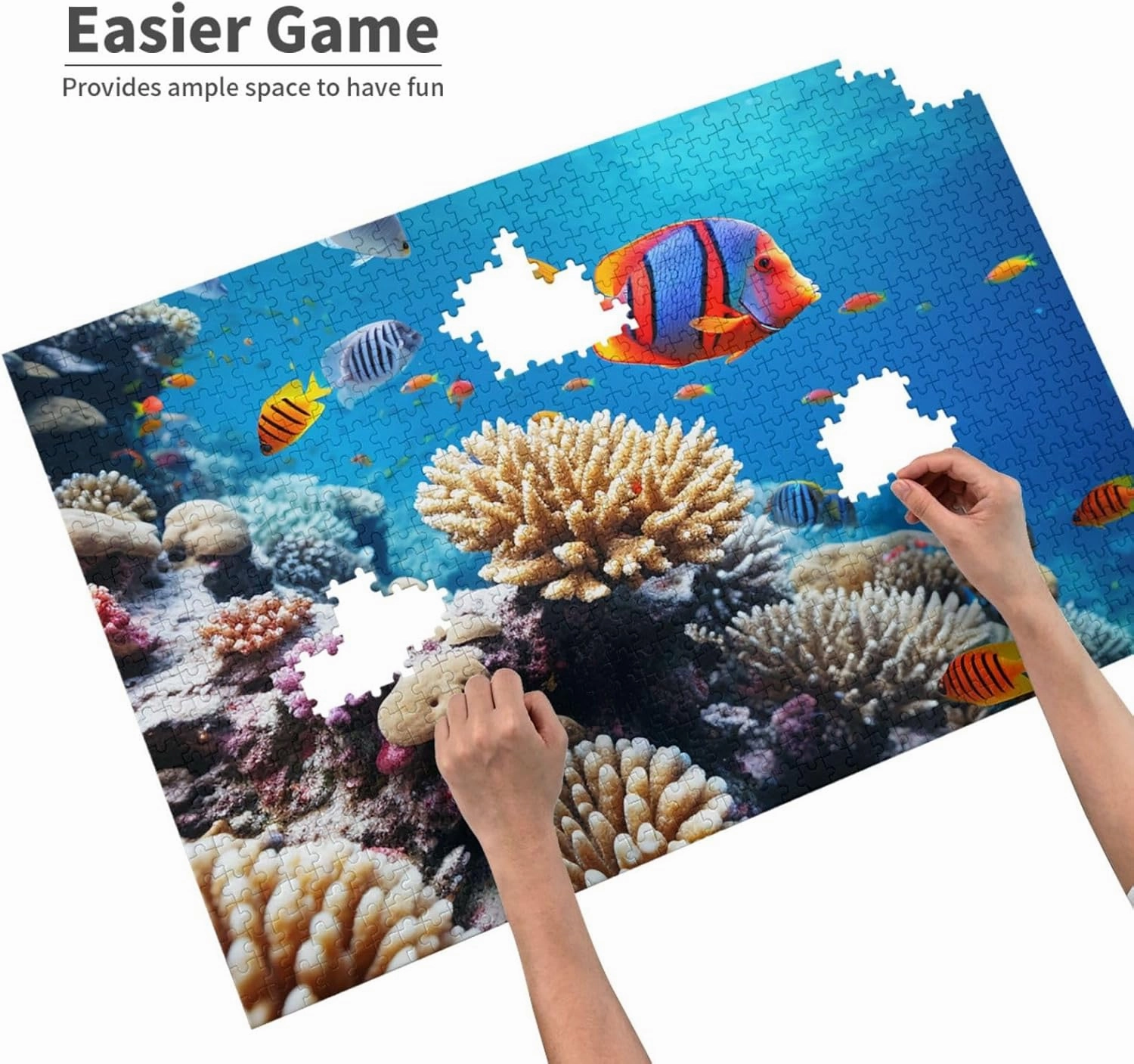 1000 Piece Jigsaw Puzzle for Adults Challenging Puzzle for Game Nights Gifts Personalized Picture Puzzle Ocean Tropical Fish Coral Custom Wood Puzzle for Family, Finished Size 29.5"x19.7"